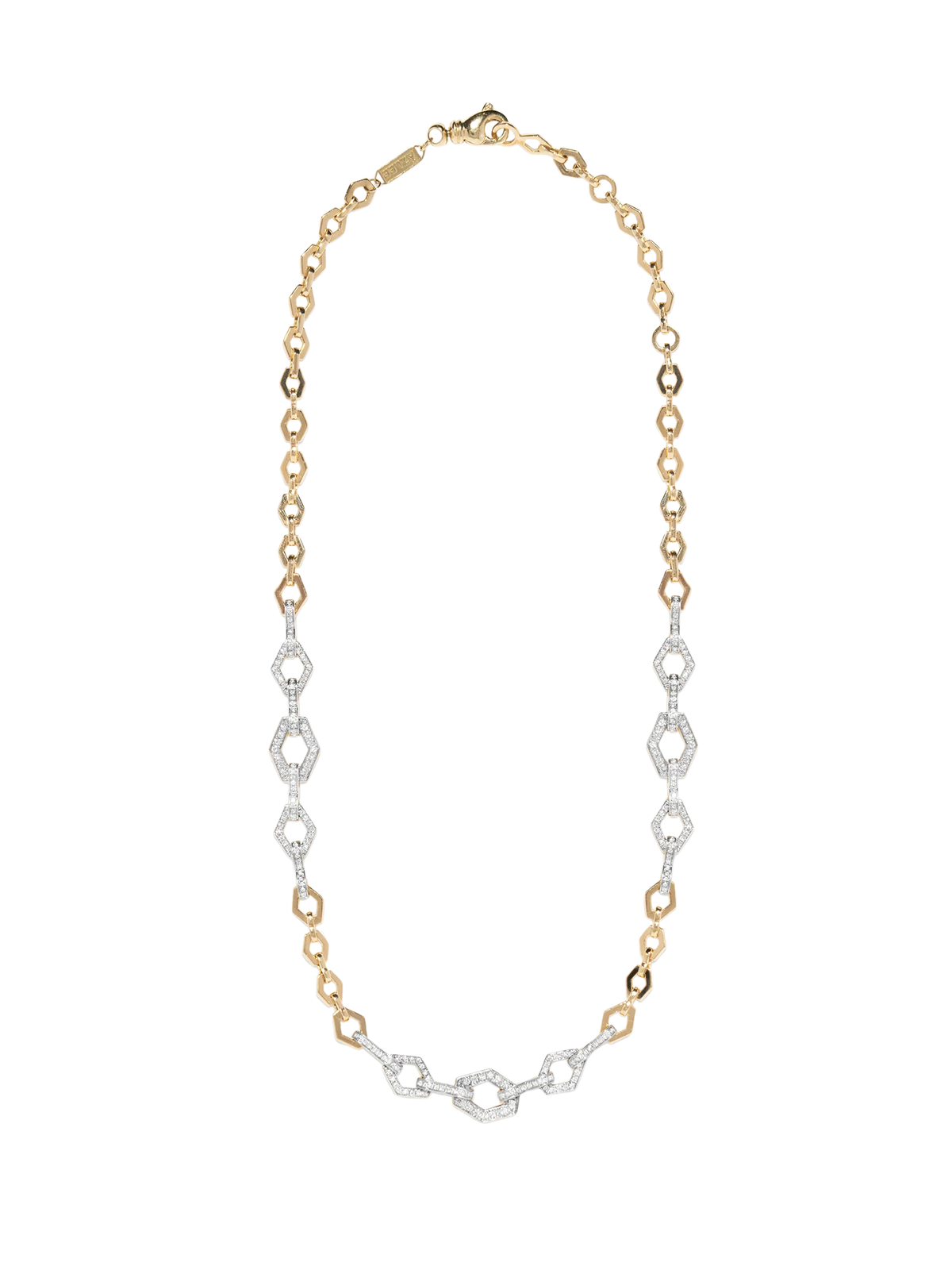 ĀZLEE 18-karat Yellow Gold Cadence Lozenge Pave Chain Necklace