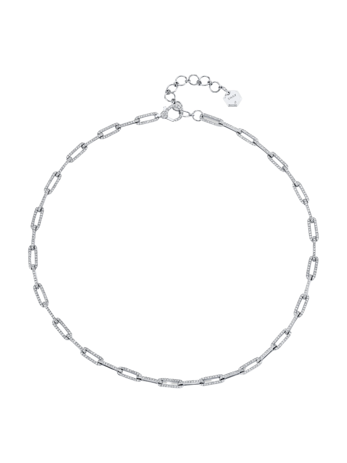 SHAY 18-karat White Gold Diamond Pave Flat Cable Link Necklace