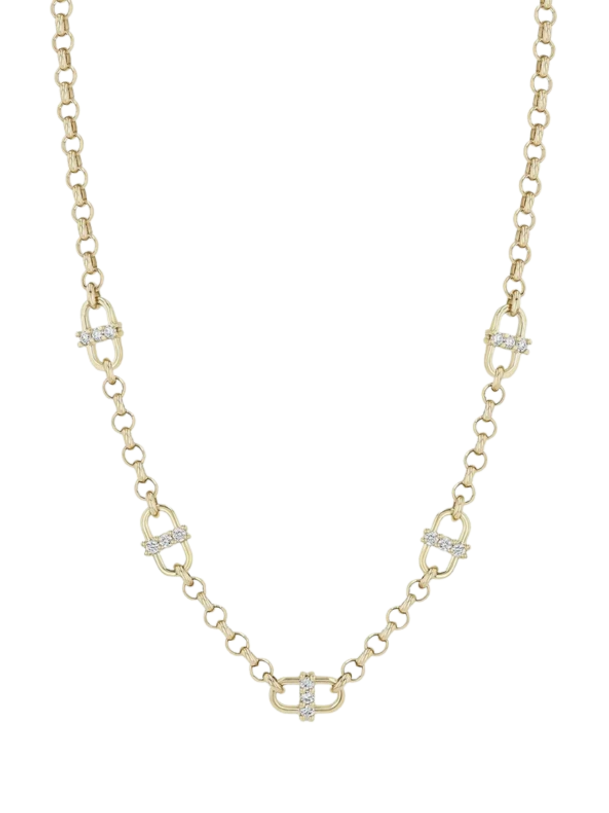 Zoe Chicco 14-karat Yellow Gold Diamond Open Link Station Necklace